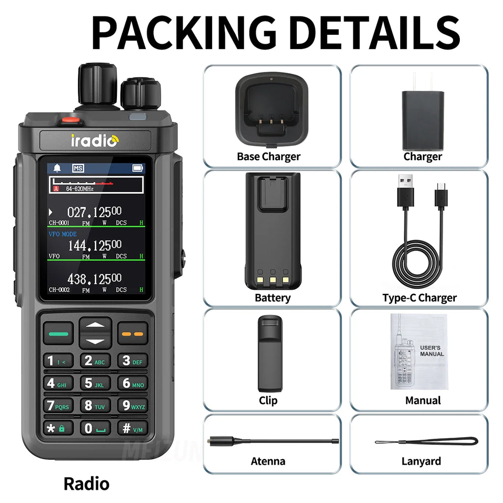 Iradio UV-98 PLUS Multi Band 10W FM AM SSB HF Cross Band Repeater 2.4"Large Screen Walkie Talkie Shortwave Ham Radio For RT-880