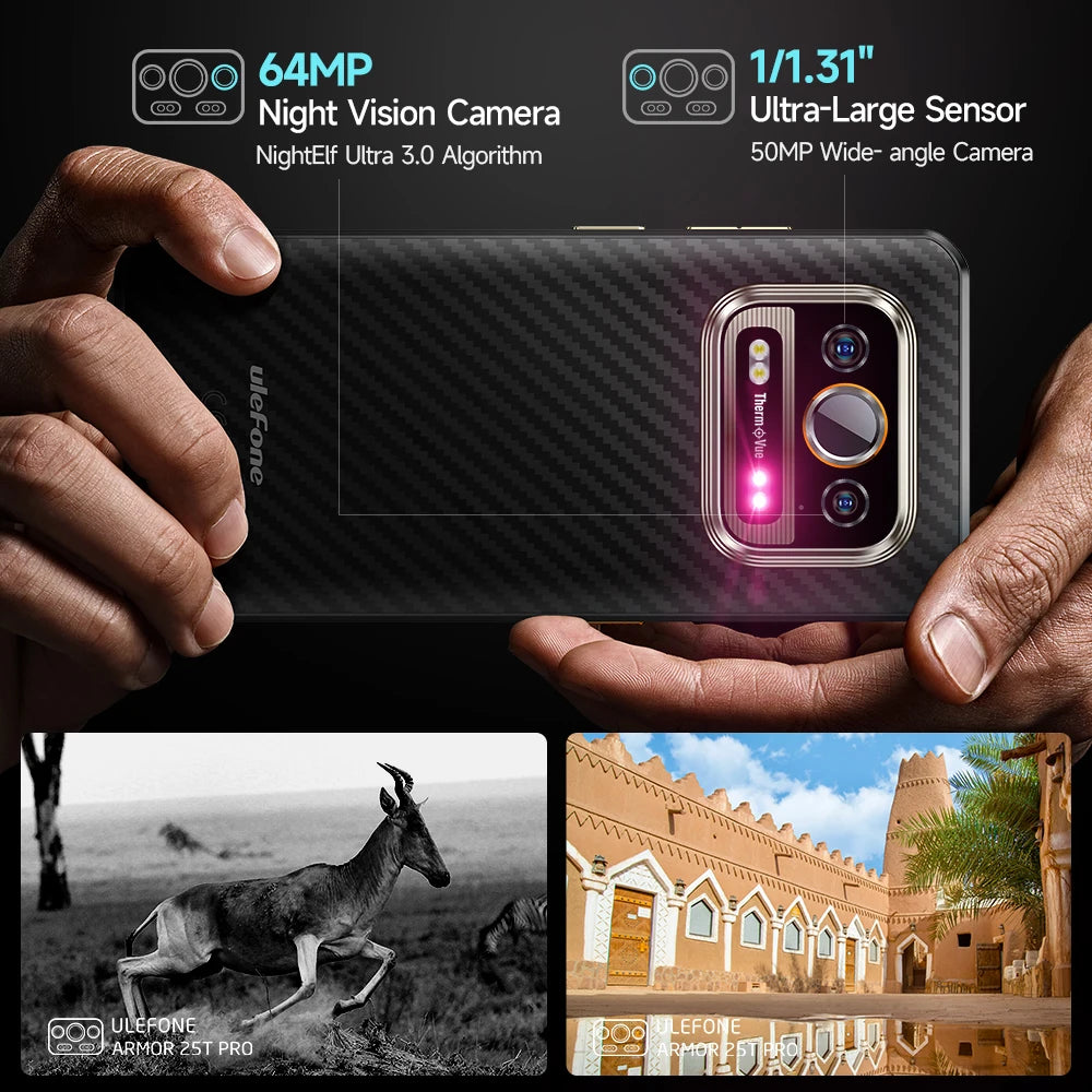 Ulefone Armor 25T Pro 5G  Thermal Imaging Rugged Phone  Android 14 33W 64MP Night Vision Mobile Phone NFC Waterproof Smartphone