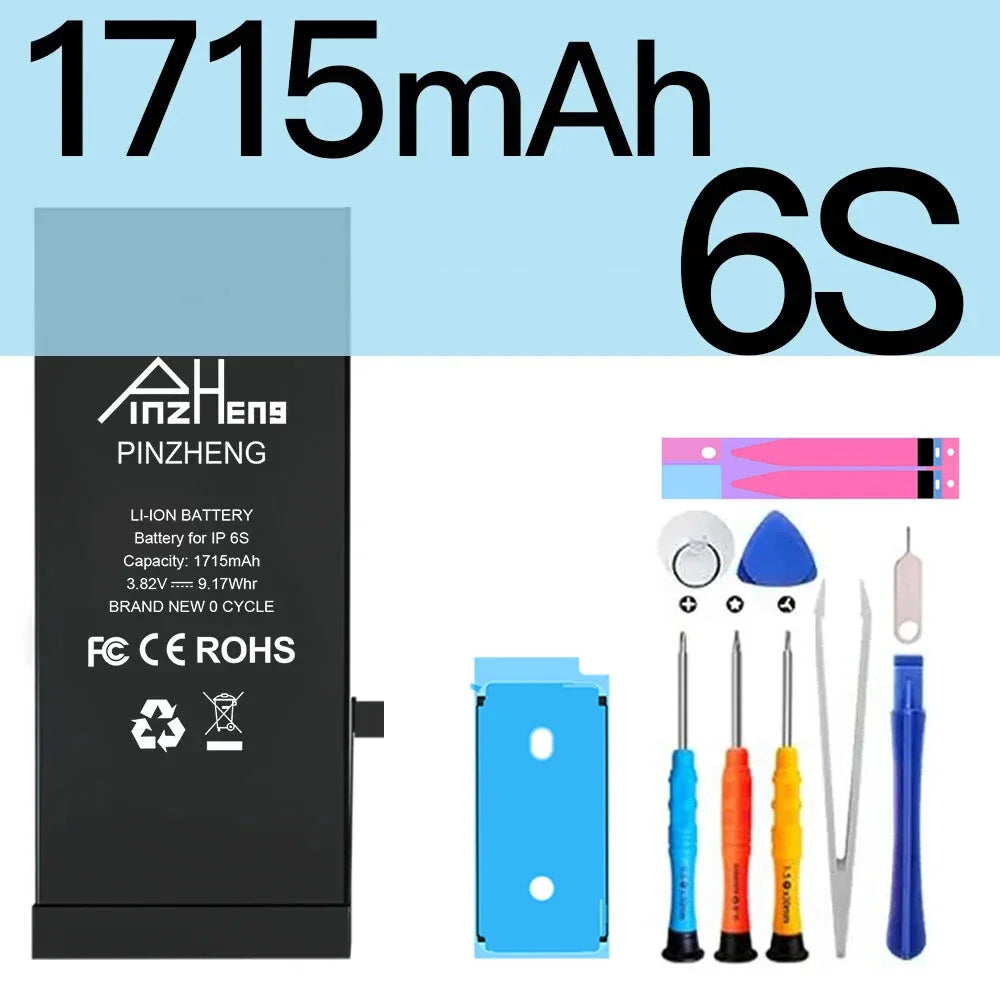PINZHENG Real High Capacity Battery For iPhone 5S SE 6 6S 7 8 Plus X Xr Xs Max Phone Replacement Bateria Warranty One Year