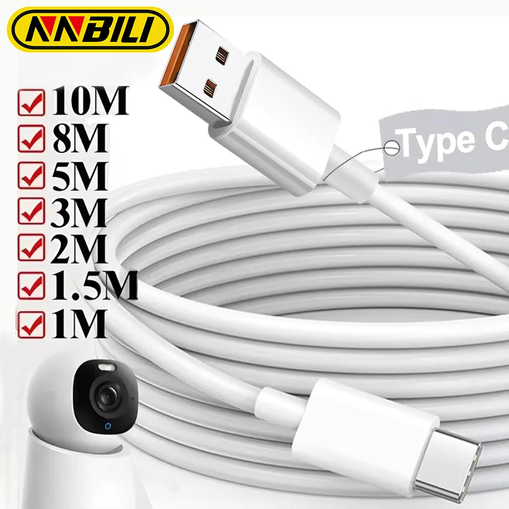 NNBILI USB Type C Cable 1M 1.5M 2M 3M 5M 8M 10M 12M 14M USB C 6A Fast Charge Equipment Universal Cable for Samsung Camera PS5 VR