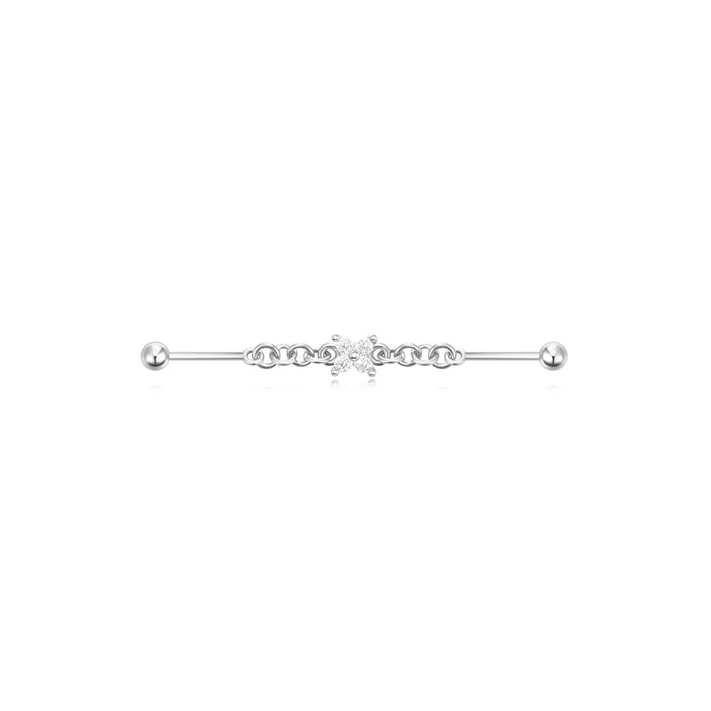 Aide 925 Sterling Silver Dangling Piercing Barbell Star Industrial Earring Tragus Cartilage Fine Jewelry DIY Industrial Rings