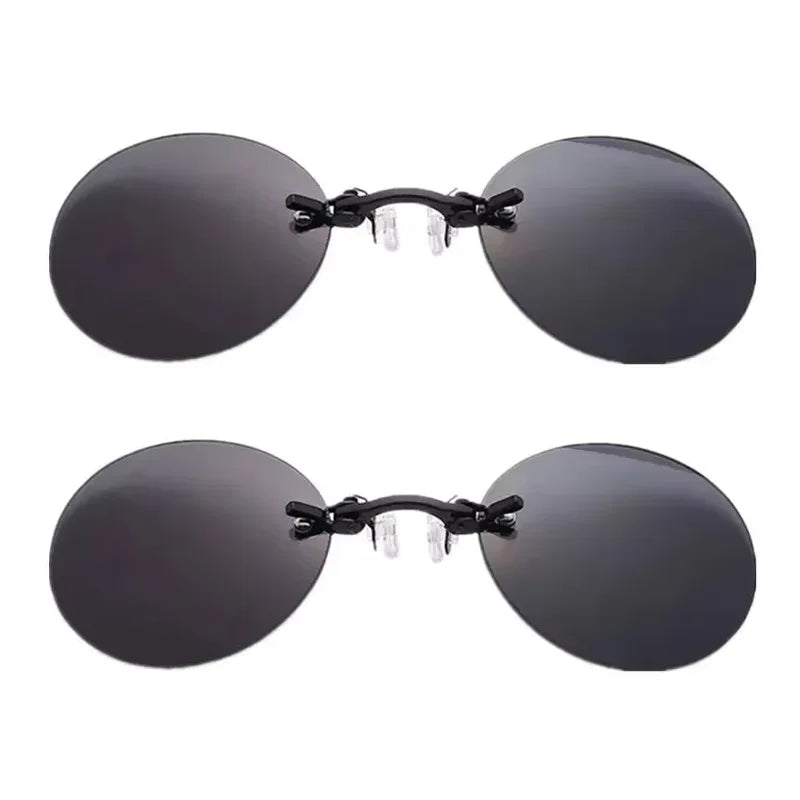 1-2PCS Clip On Nose Glasses Round Rimless Matrix Morpheus Sunglasses Mini Frameless Vintage Men Eyeglasses