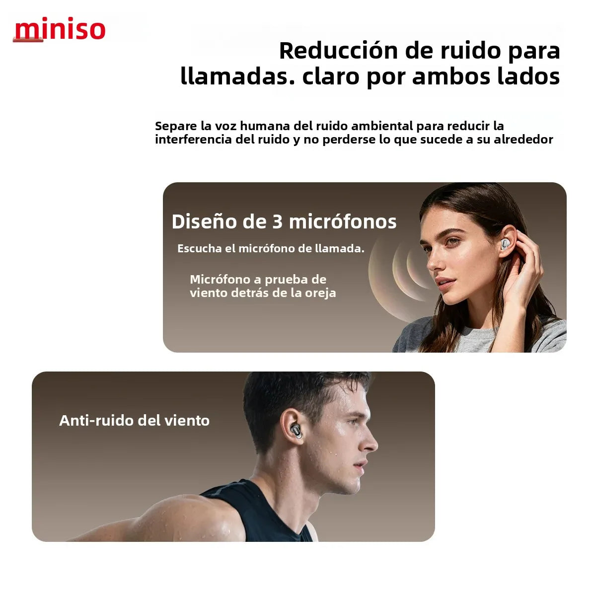 MINISO MS105 Wireless Bluetooth Headphones AI Translator Earbuds Nosie Reduction Mic TWS In-Ear Earbuds Soft