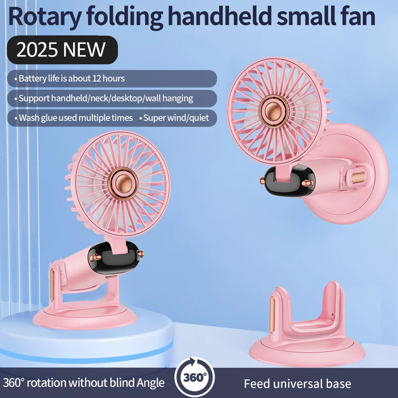 Handheld Mini Fan 3000mAh Foldable Portable Desk Outdoor Neck Hanging 5 Speed USB Rechargeable Fan Phone Stand Display Screen