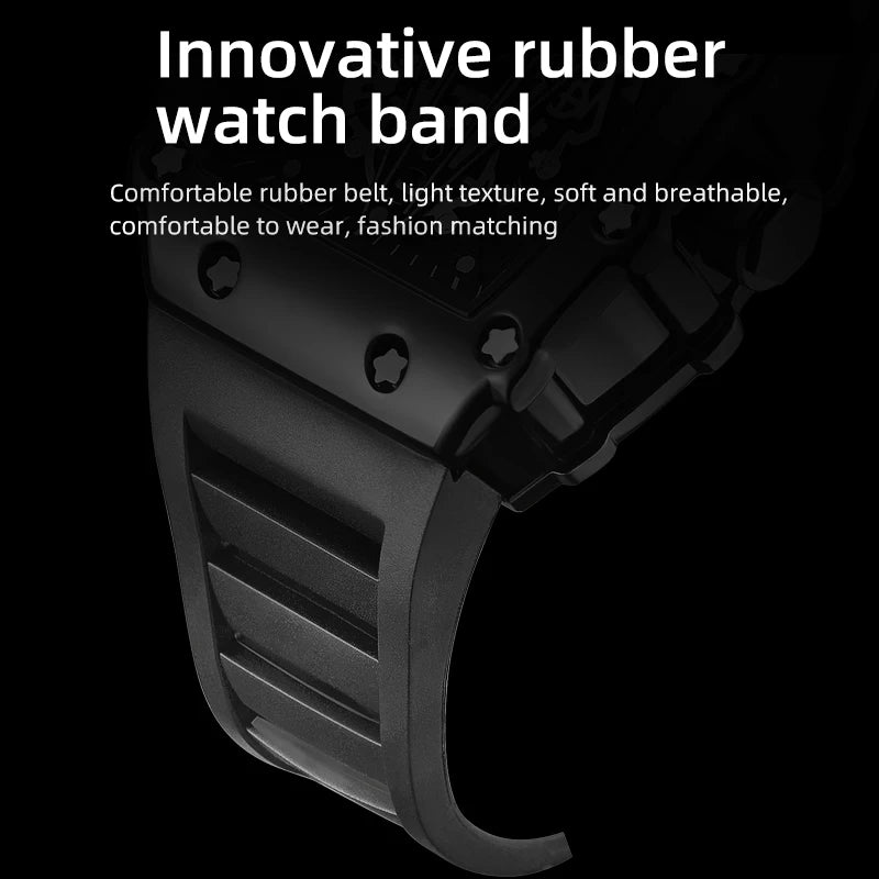 WLISTH Men Skeleton Dial Sport Watches Men Fashion Style Top Brand Luxury Silica Gel Strap Waterproof Quartz Watch Montre Homme