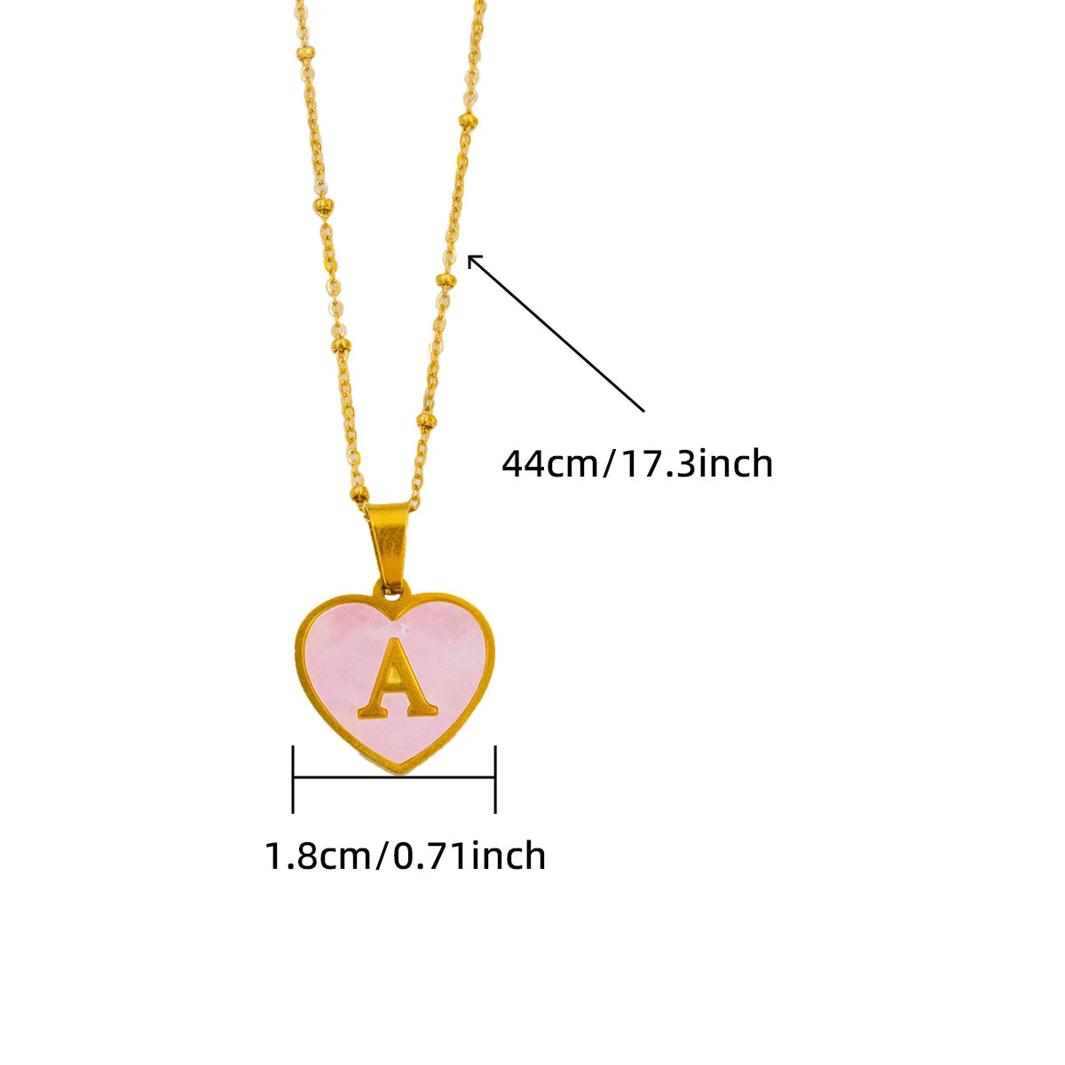 New Round Stainless Steel Gold Plated Pink Shell 26 Letter Alphabet Pendant Link Chain Necklace Jewelry for Women Party Gift