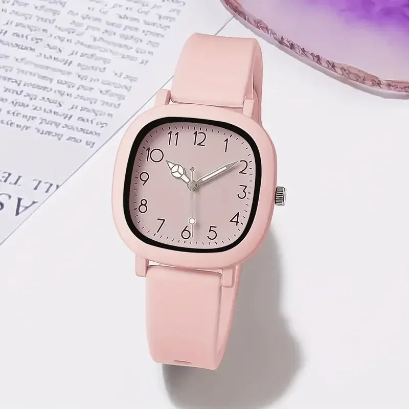 1/10PCS Fashion Square Women Watches Casual Silicone Band Quartz Wristwatch for Girls Clock Reloj Mujer（Without Box）