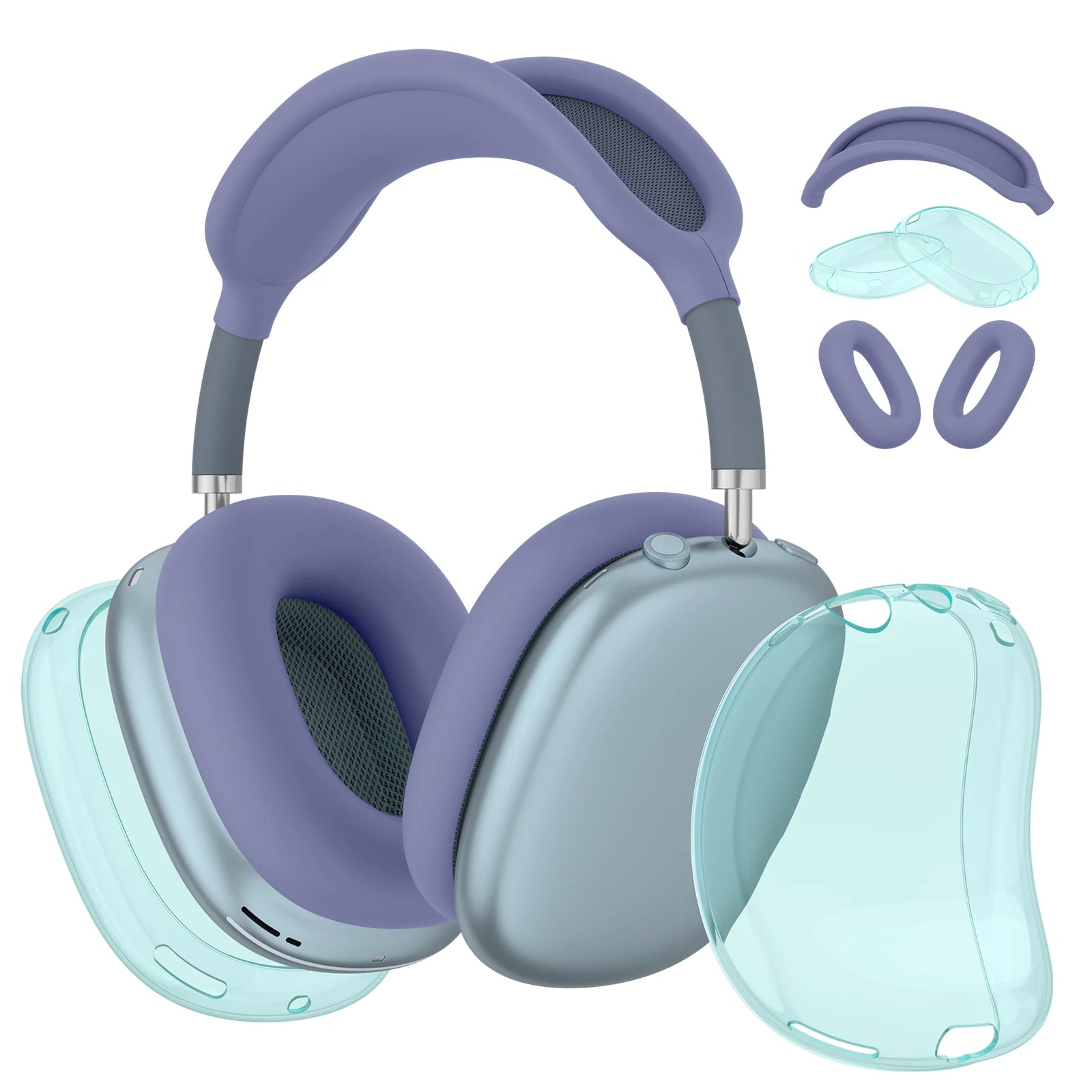 4 in 1 Clear Silicone TPU Case For AirPods Max Shockproof Ear Pad Ear Cups Headband Cover Ear Cushion/Ear Muff Protector