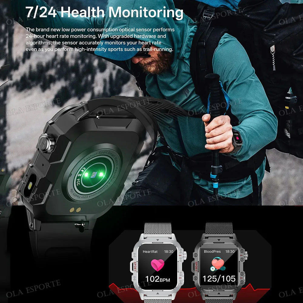 1400mAh Big Battery Smart Watch Men Outdoor GPS Flashlight 10ATM Waterproof Bluetooth Call AMOLED HD Sports Smartwatch AT-1282