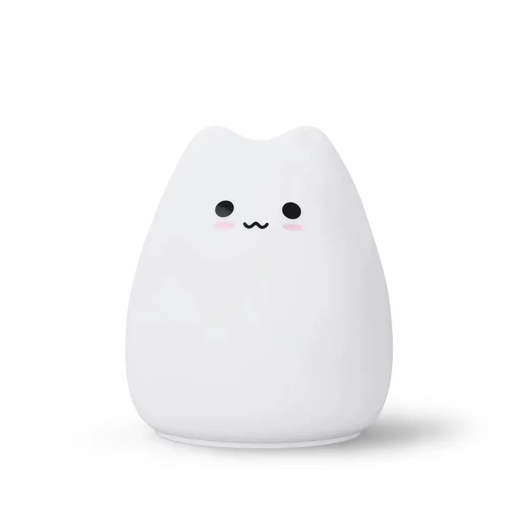 LED Nigh tlight 7 Colors Soft Cute Cat Night Light Kitty Lamp Birthday Gift Kids Baby Toddler Teen Silicone Kawaii Nursery