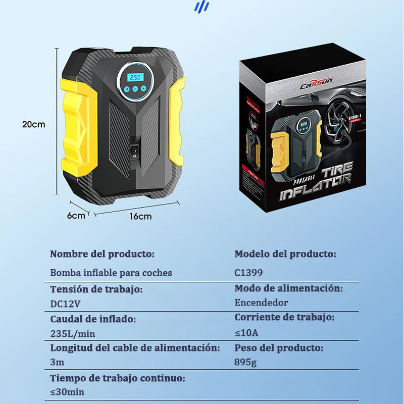 Portable Automobile Air Compressor Digital Tire Inflation Pump LED Lamp Tire Compression Pump Compressor For Car Motorcy