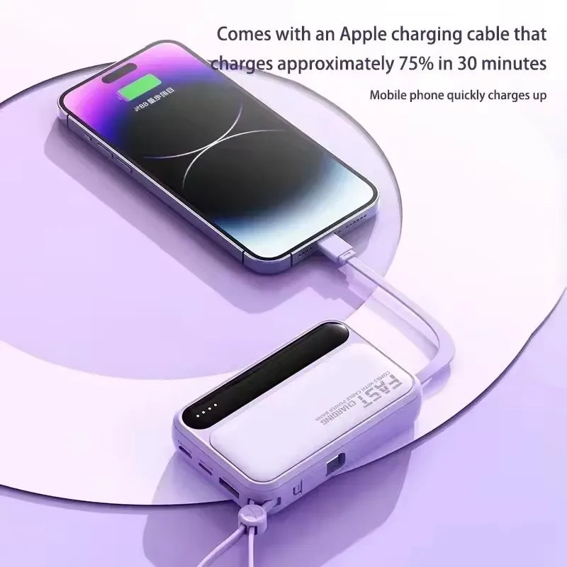 50000mAh 120W Portable Power Bank Large Capacity 4 in1 Cable Intelligent Digital Display Light Fast Charging Mobile Power Supply