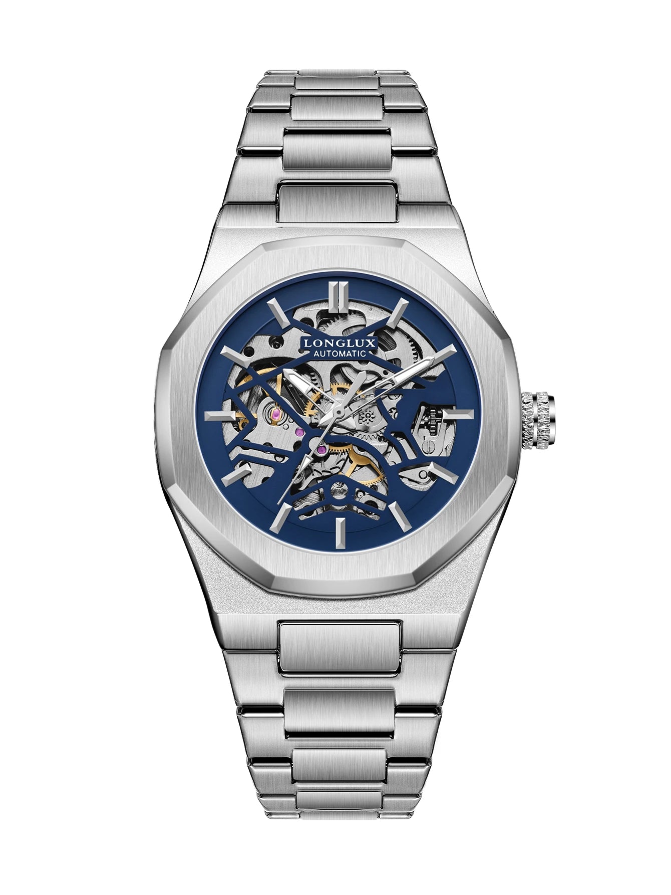 LONGLUX Men automatic watch special tough guy waterproof skeleton mechanical watches trend alien stainless steel gift watch