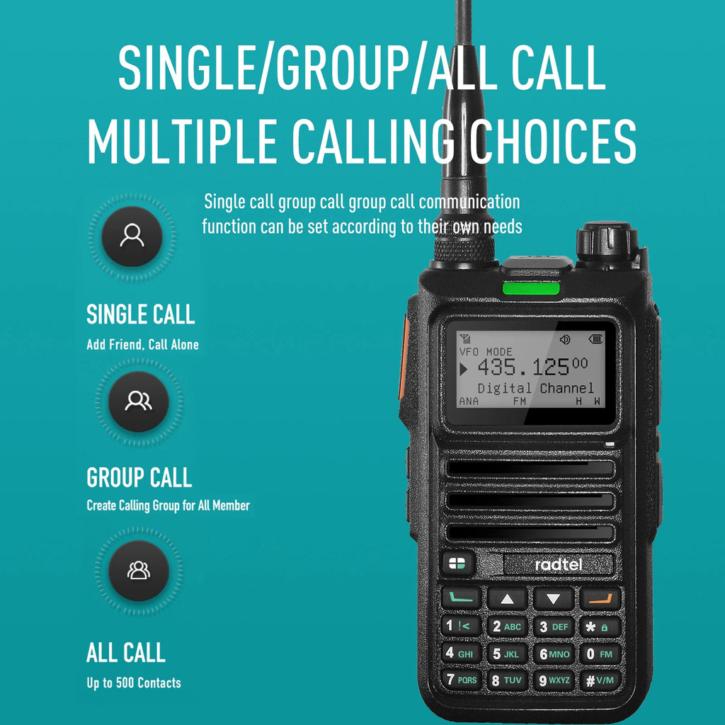 Radtel RT-4D DMR Radio Digital Walkie Talkie Dual Mode Analog Two Way Radio Dual Time Slot Ham Radio 1024 Channels
