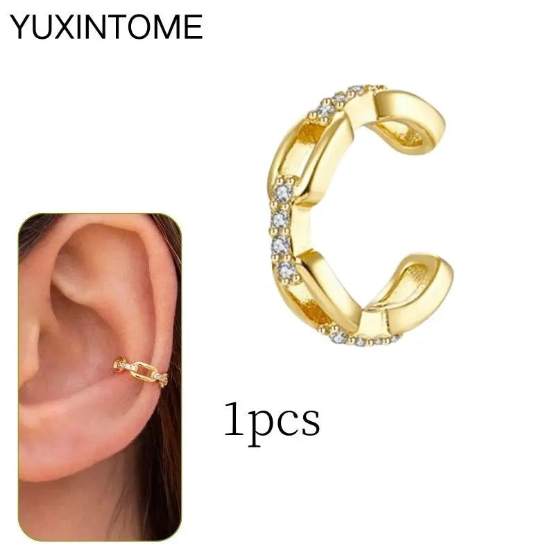 1PC Punk Ear Cuff Plated 24K Gold/925 Silver Conch Clip Earrings For Women Climbers No Piercing Fake Cartilage Earrings