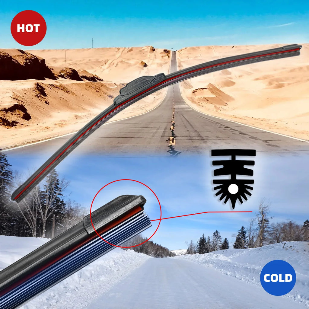 Car Front Windshield Wiper Blade 11 Layer Rubber Strip Wiper Blade J/U-Shaped Wiper Blade 14"15"16"17"18"19"20"21"22"24"26"28"