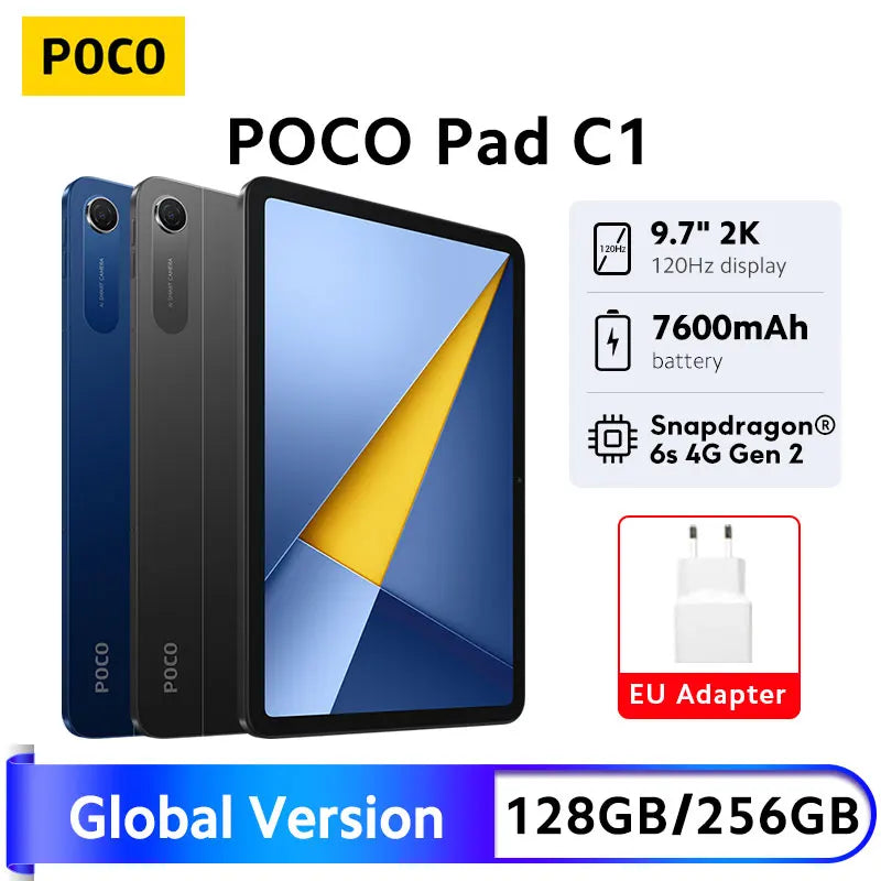 Newest POCO Pad C1 Global Version Tablet 9.7" 2K 120Hz crystal-clear display 7600mAh battery 18W Snapdragon® 6s 4G Gen 2