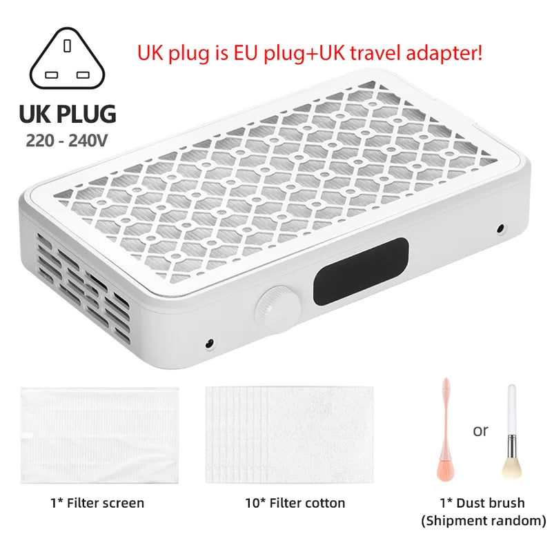 Professional Turbo Vacuum Cleaner Brushless Nail Dust Collector Two Hands Strong Suction Nail Dust Extractor with Double Fans