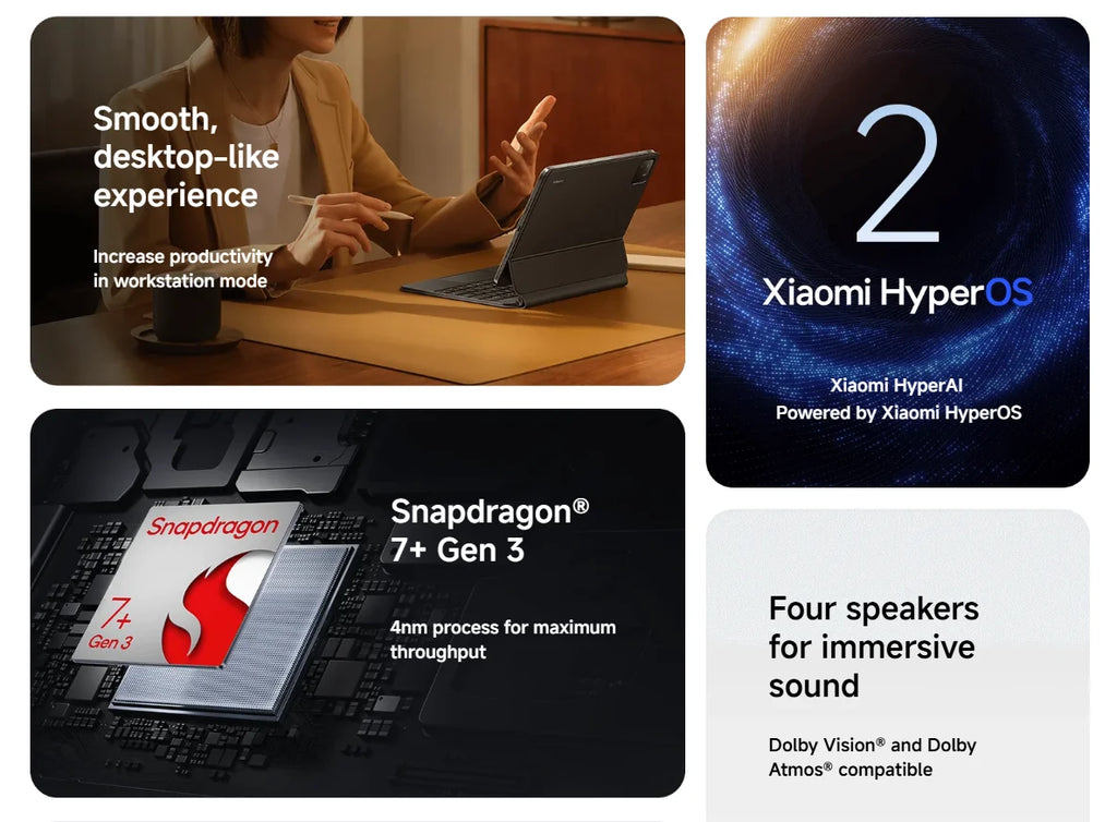 Xiaomi Pad 7 Global Version 11.2 ''Xiaomi HyperAI 144Hz 3.2K Display Snapdragon 7 + Gen 3 Octa core processor 8850mAh