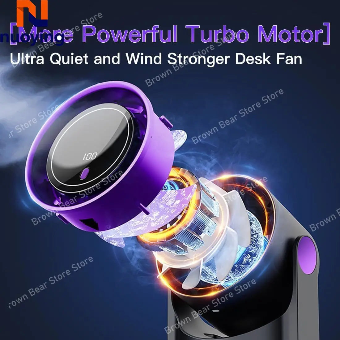 100 Level Bladeless Fan Portable Small Usb Charge Silent Desktop Digital Display High-speed Circulating Cooling Fan