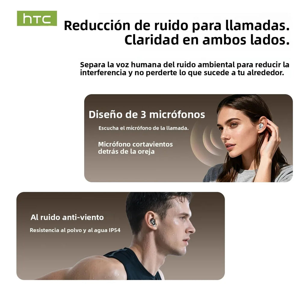 HTC NE79 TWS Wireless Bluetooth Earphones: AI Translator Earbuds Noise Cancellation Long Battery Life Premium Audio Headphones