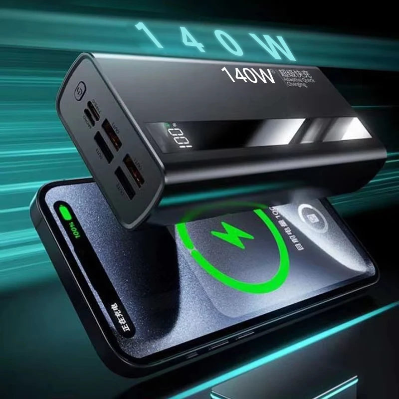 Lenovo 100000mAh CCC Powerbank 140W Super Fast Charging Portable Battery Charger Ultra Capacity LED Digital Display For IPhone