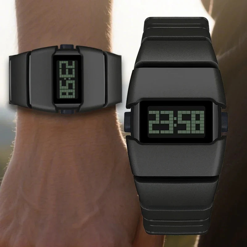 SHIYUNME Fashion Men's LED Electronic Watch Plastic Material Creative Design Unique Watch Man Casual Sports Waterproof Watch