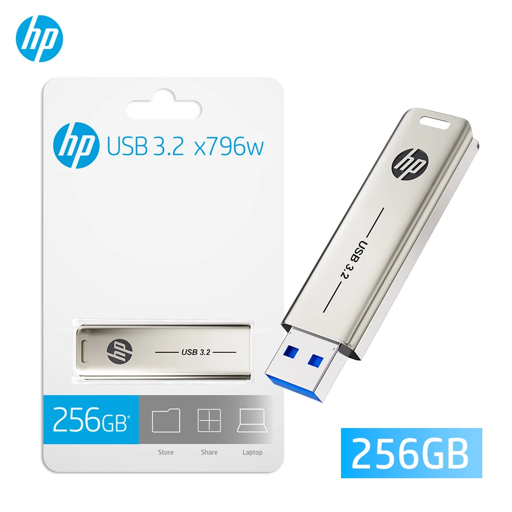 HP 32GB Flash Drive USB3.2 Disk 64GB 128GB 256GB High Speed External Storage Metal Pen Drive USB Sticks for PC Desktop