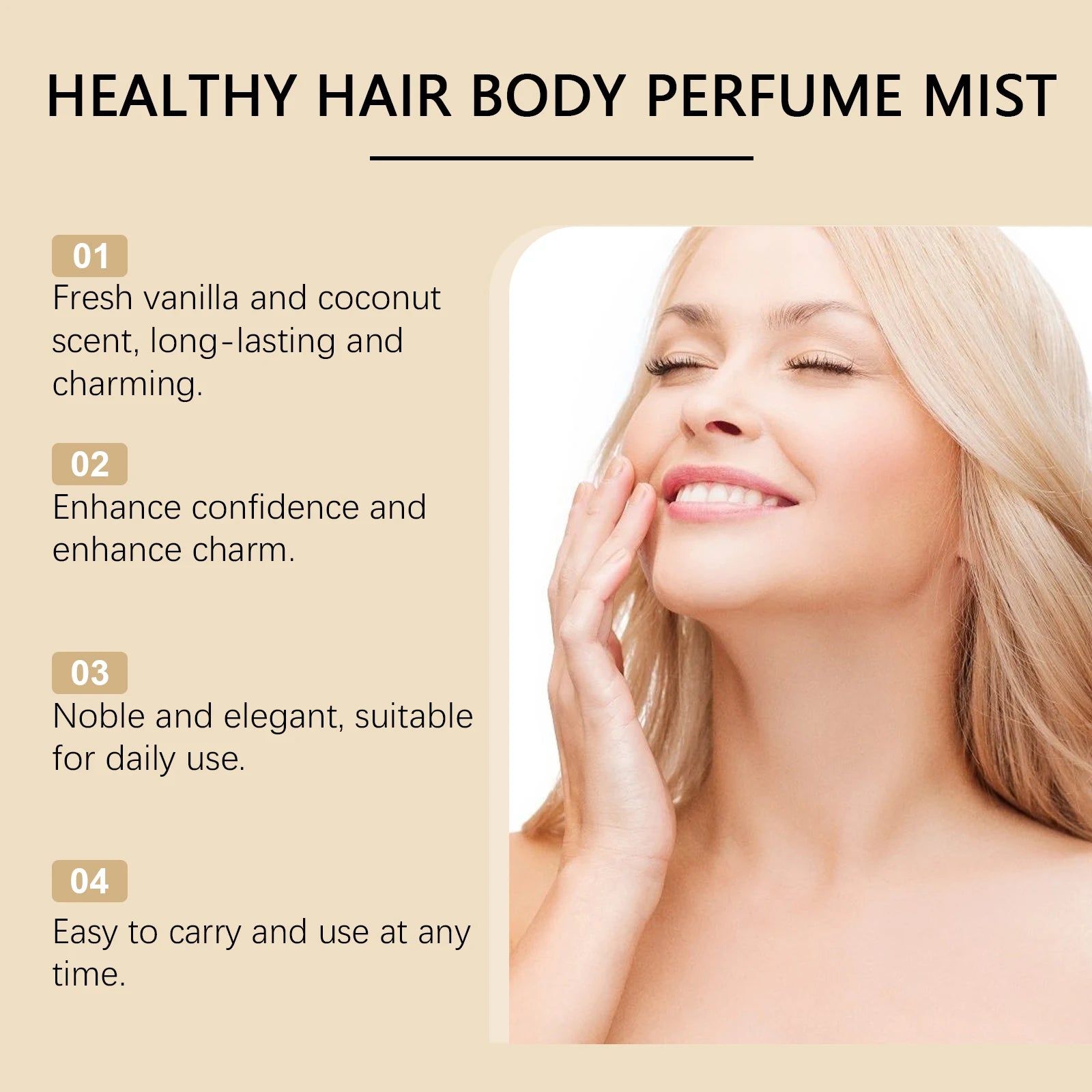 Vanilla Coconut Lady Body Cologne Natural Lasting Luxury Refreshing Light Fragrance Exudes Unique Charm Romantic Elegant Scents
