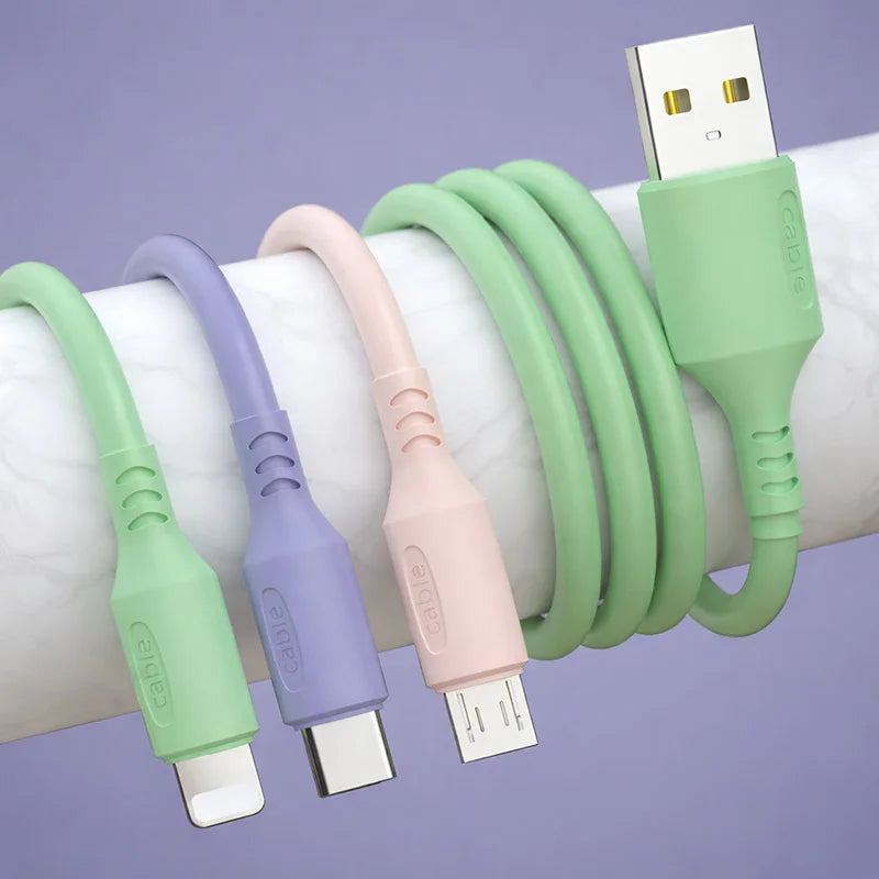 3-in-1 USB Cable 6A Fast Charging & Data Sync for iPhone, Xiaomi, Huawei, Vivo, Type-C, Micro Cord, High-Speed Charger Cable