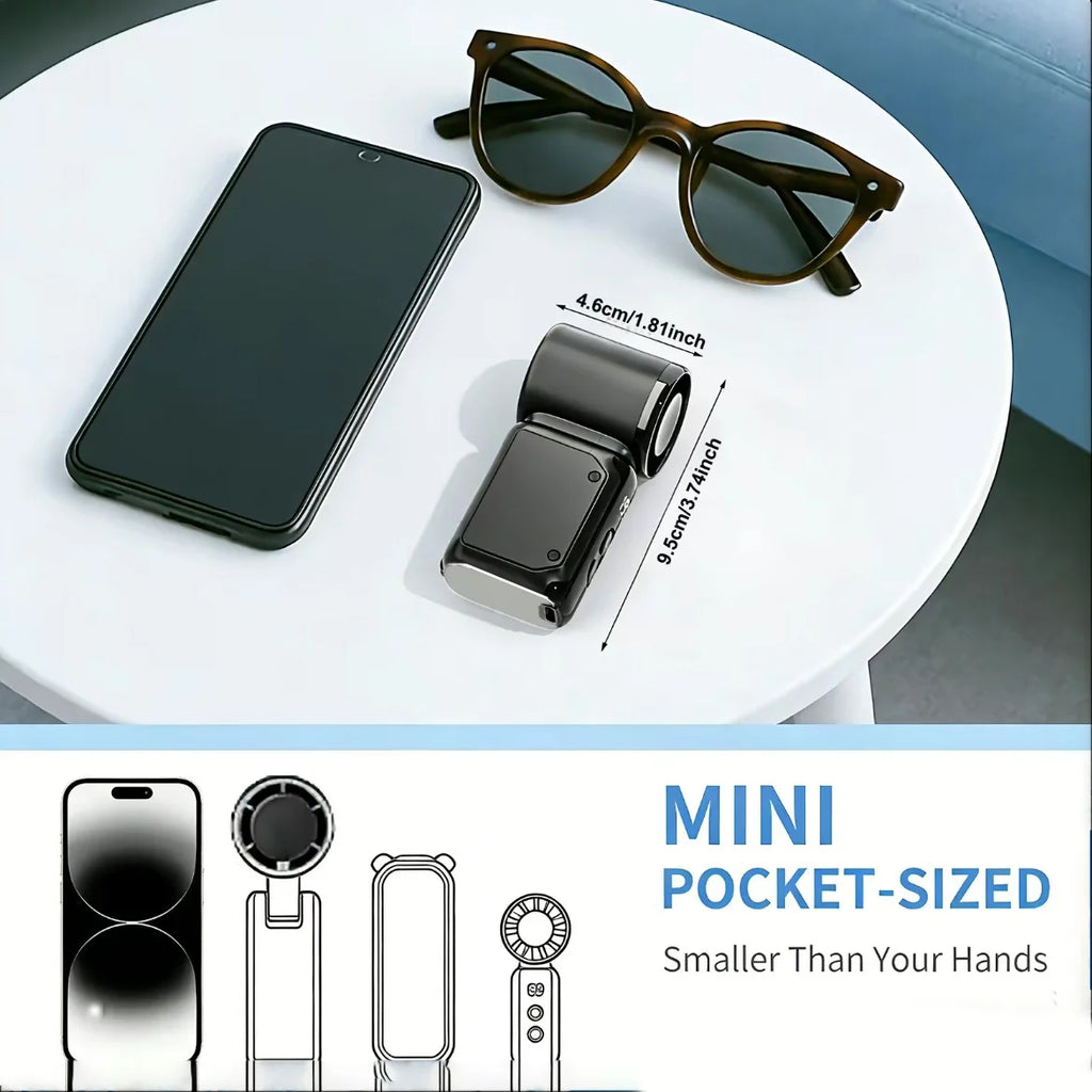 Portable silent mini bladeless electric fan, suitable for outdoor, travel, and office use, travel accessories
