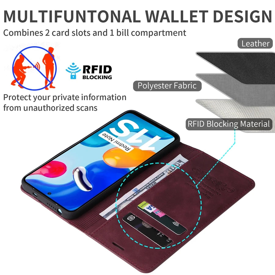 Flip Wallet Leather Case For Xiaomi Redmi 10 10C 9 9A 9C 9T Note 11 11S 11 Pro 10 10S 9 8T 7 Pro Mi Poco F3 X3 NFC M4 Pro 11T