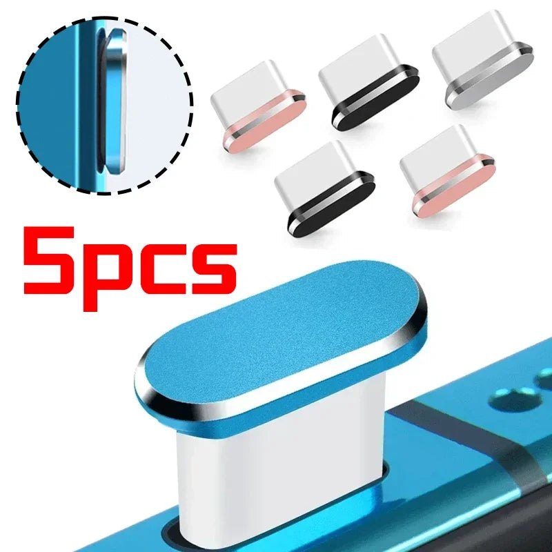 Type C Metal Dust Plugs for iPhone 16/16Pro 15/15Pro Max/15Plus - Cellphone Type C USB Charging Port Protector Caps 5/1PCS