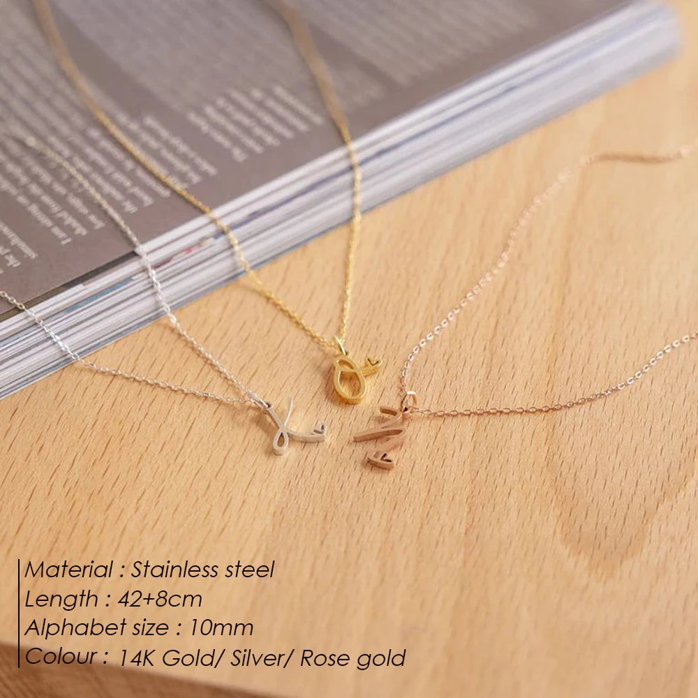 Initial Letter Necklace for Women 26 A-Z Alphabet Pendant Stainless Steel Personalized Heart Minimalist Anti Tarnish Jewelry