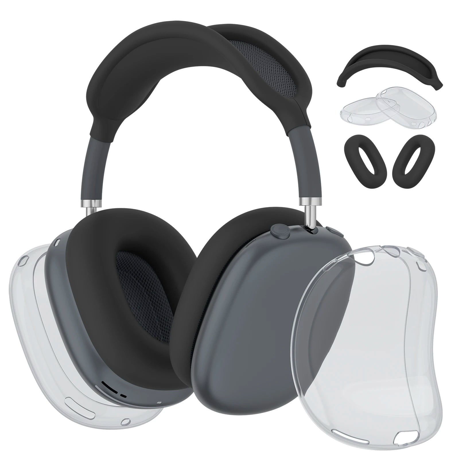 4 in 1 Clear Silicone TPU Case For AirPods Max Shockproof Ear Pad Ear Cups Headband Cover Ear Cushion/Ear Muff Protector