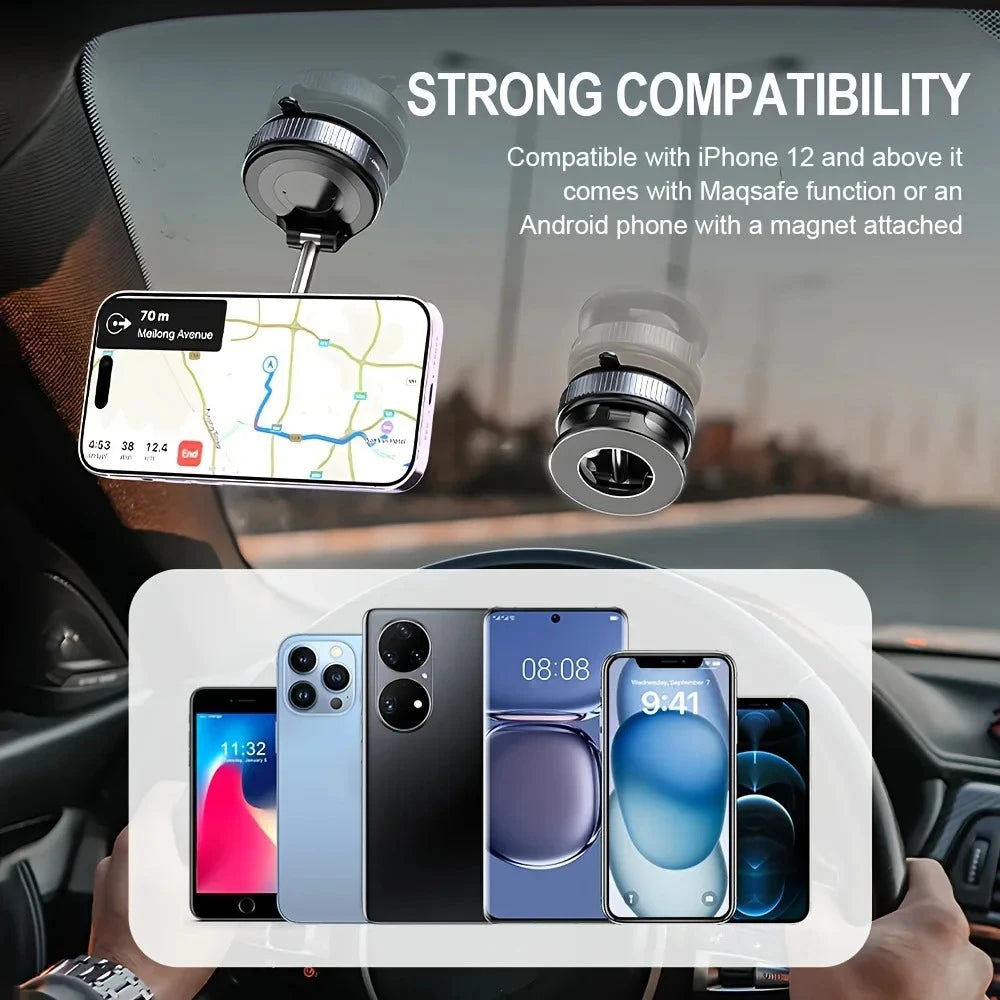 Car Multi-functional Phone Holder 360° Rotation Adjustable Vacuum Suction Cup Universal Magnetic Phone Bracket For Driving Use