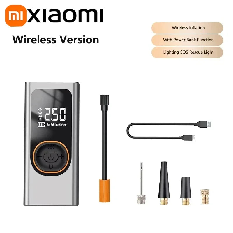 Xiaomi Wireless Car Air Pump Quick Charging Intelligent Digital Tire Pressure With LED Emergency Light Cars Motorcycles Bicycles