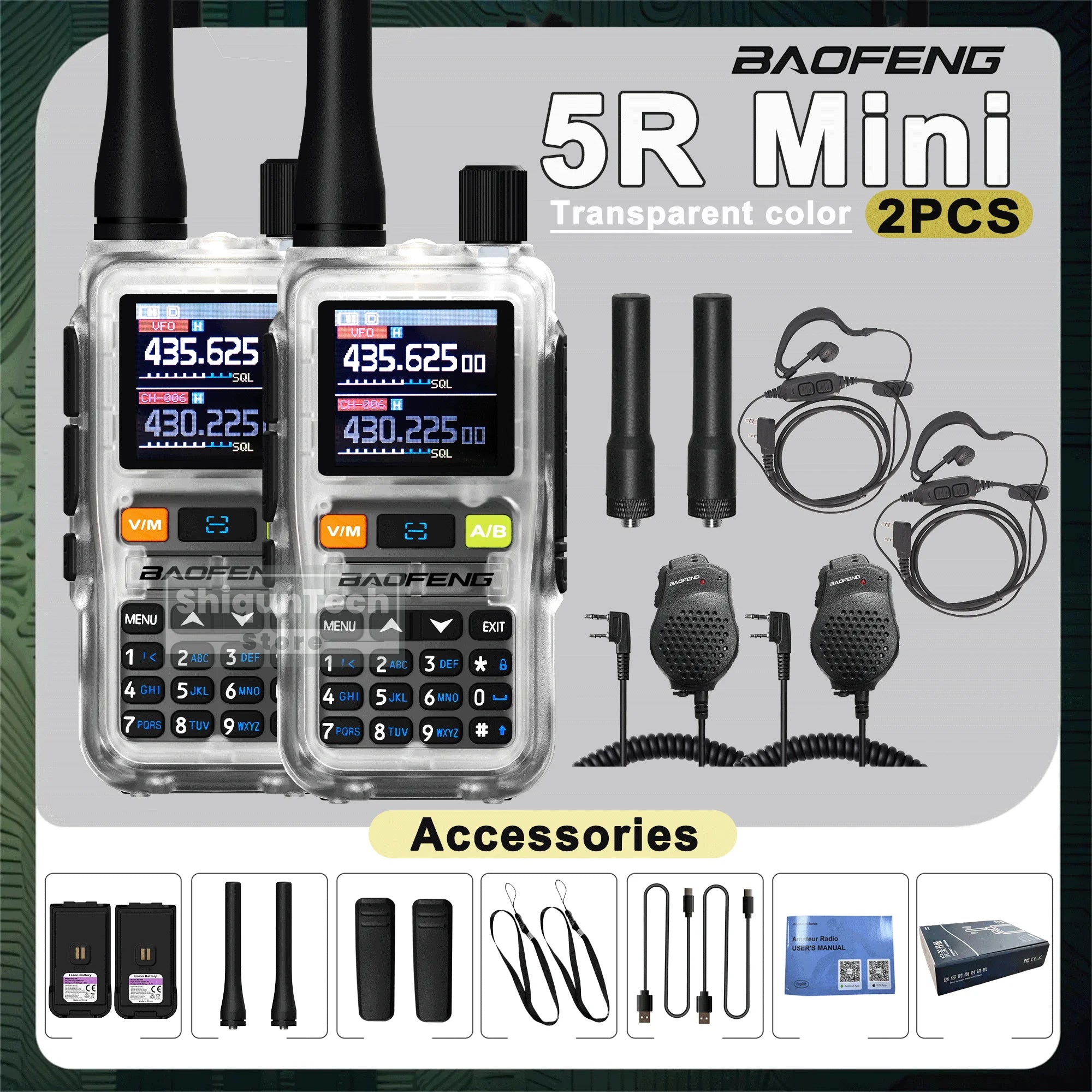 Baofeng UV 5R Mini Walkie Talkie Air Band UHF/VHF Dual Watch Dual PTT Bluetooth Programming Type-C Camping Ham Radio Upgrade 5R