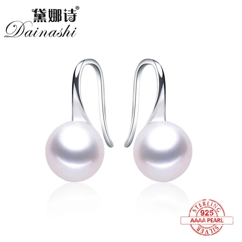 2026 New Hot selling stud earrings for women white black real Natural pearl jewelry 925sterling silver accessories gift with box