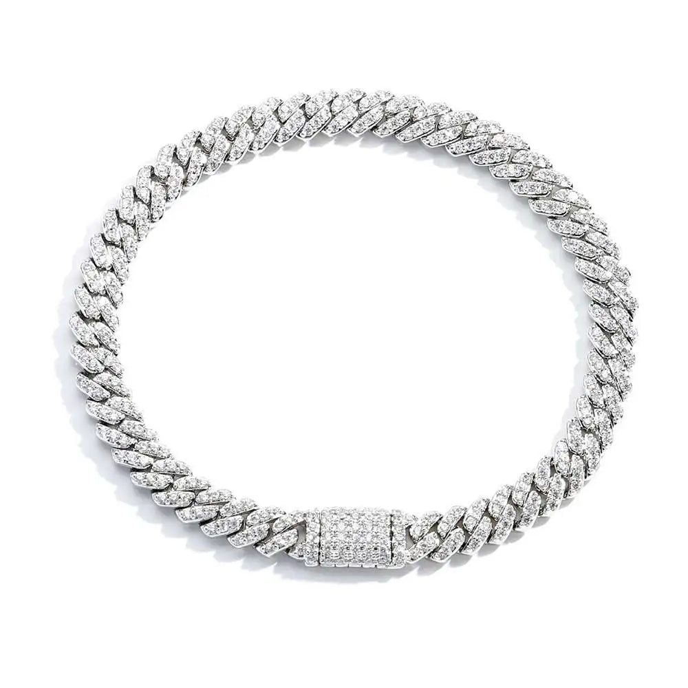 6mm Cuban Chain Women Bracelet Real Gold Plated Hip Hop Rock Street Jewelry Iced Out Cuban Bracelet Charms Birthday Gift