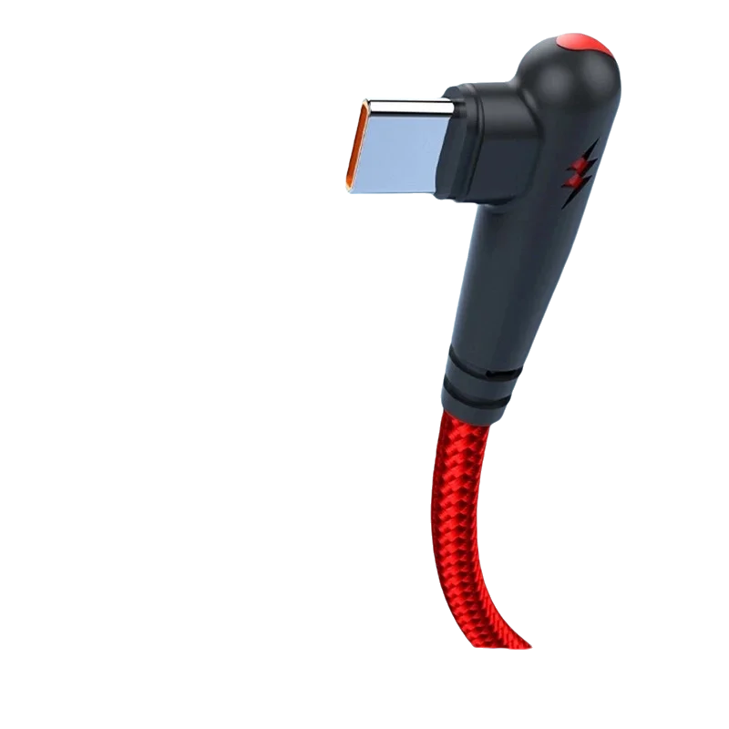 HOMEFISH 120W Braided 90 Degree Right Angle Fast Charging Cable for Type-C Devices High-Speed Data_