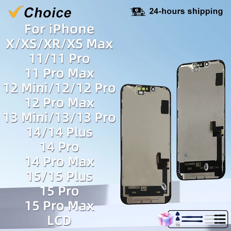 CHOICE AAA+ OLED For iPhone X XR XS Display 3D Touch Screen Digitizer For 11 Pro 12 Mini 13 Pro Max 14 Plus LCD Replacement Part