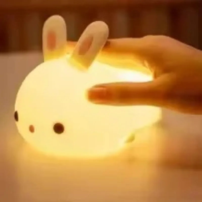 LED Rabbit Silicone Night Light Rechargeable Soft Light Kids Birthday Gift  Sleep Companionship Night Light Bedroom Decoration