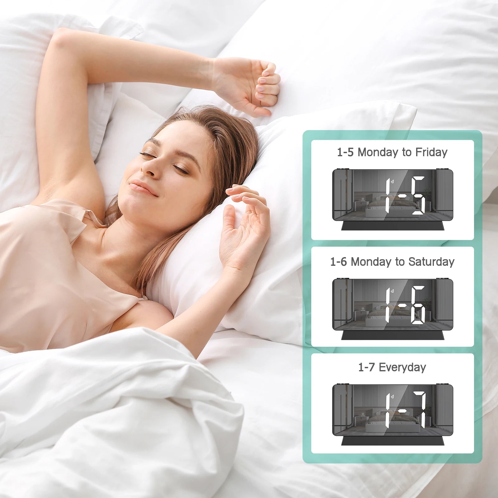 ORIA Dual Projection Alarm Clock Digital Bedside Clock with Time and Temperature Large Screen LED Alarm Clock for Home Gift