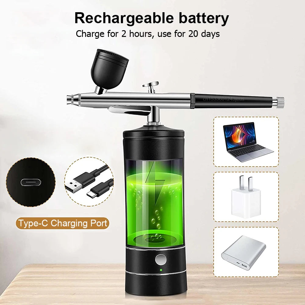 Airbrush with Compressor Portable Airbrush Paint Spray Mini Spray Gun Wireless Air Brush Painting Airbrush Kit with Compressor