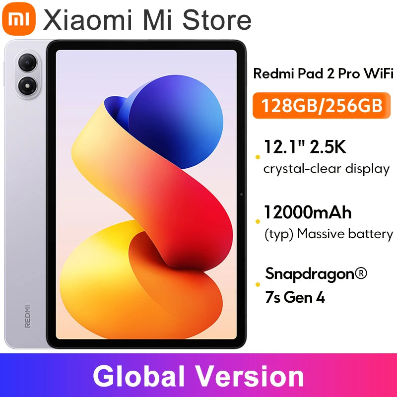 Global Version Xiaomi Redmi Pad 2 Pro 12000mAh 33W fast charging 12.1" 2.5K crystal-clear display Snapdragon 7s Gen 4