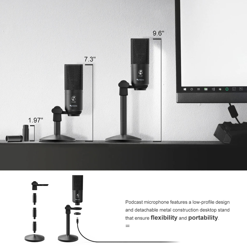 FIFINE K670B USB Microphone with Gain Control for Multipurpose Recording & Podcast, Flash Sale with Limited Stock, Fast Shipping