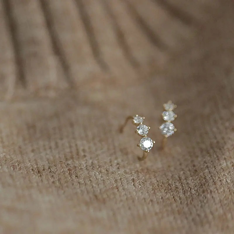 S925 Sterling Silver Plated 18k White Gold Crystal Stud Earrings Zircon Diamond Ear Clips For Women Bridal Wedding Jewelry