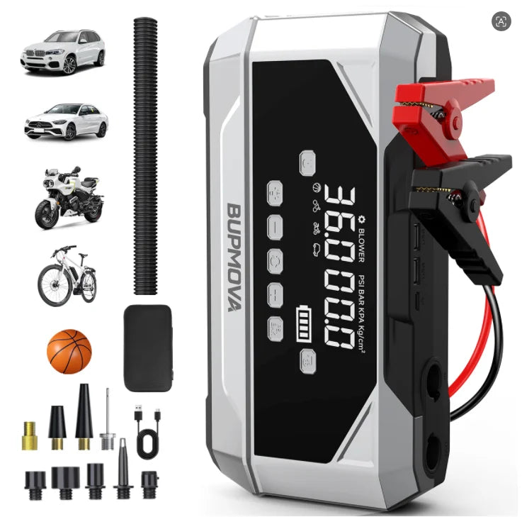 150PSI Air Pump Car Battery Emergency Boosters ,7000A/1500A PEAK Car Jump Starter Power Bank ,Portable Starting Device Car Starter New,Cars with USB Ports And LED Flashlight, Portable Car Jump Starter, Battery Jump Starter, E