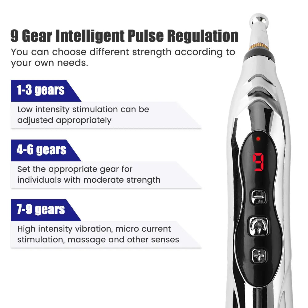 5 Heads Electronic Acupuncture Pen Acupoint Massage Laser Energy Meridian Pen Physiotherapy Instrument Pulse Point Body Massager